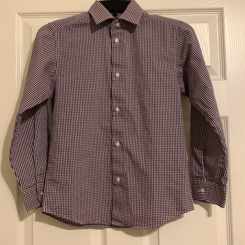 Kids Stretch Red White and BlueChaps Long Sleeve Dress Shirt Button Down - Picture 4 of 5
